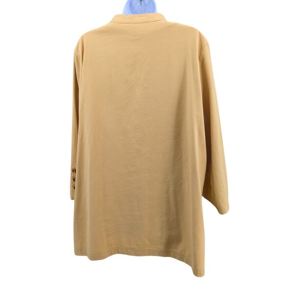 Multiples Linen Blend Jacket Button Front 1X Tan Minimalist Neutral Outwear - Picture 2 of 11